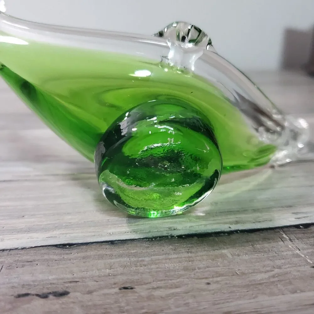 Vintage Art Glass Gondola Boat Green Sommerso Mid Century Italy
